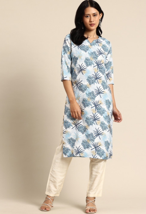 Floral Printed Crepe Kurta